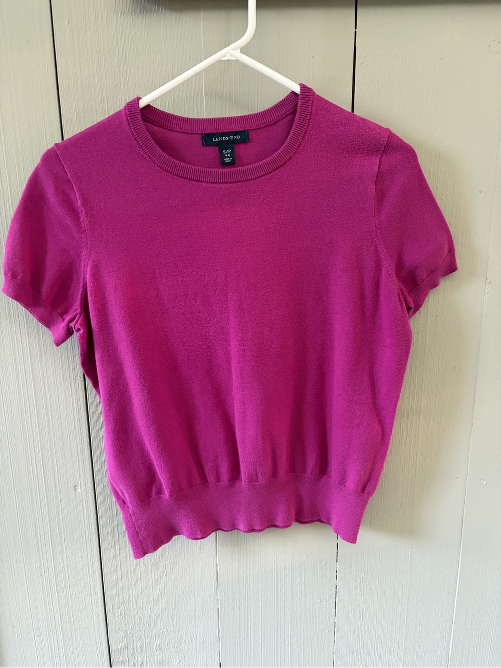 Lands' End Women’s Magenta Short-Sleeve Knit Top